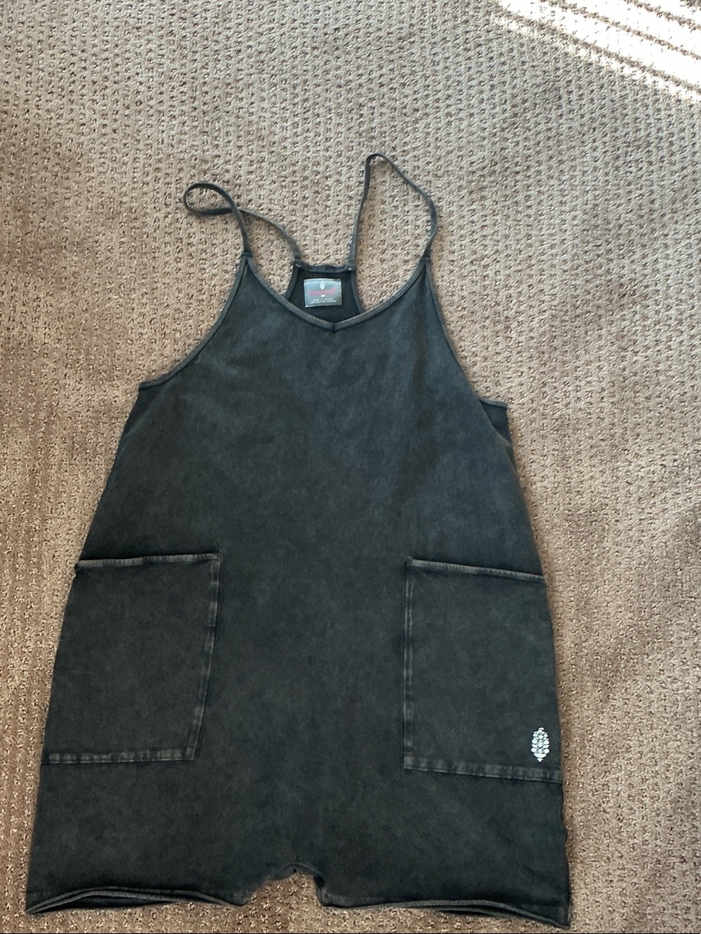 FP Movement by Free People Kids Charcoal Black One-Piece Romper with Pockets
